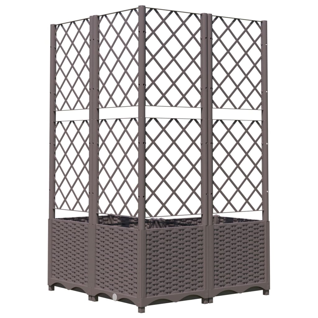 Plantekasse med espalier brun 80x80x136 cm PP