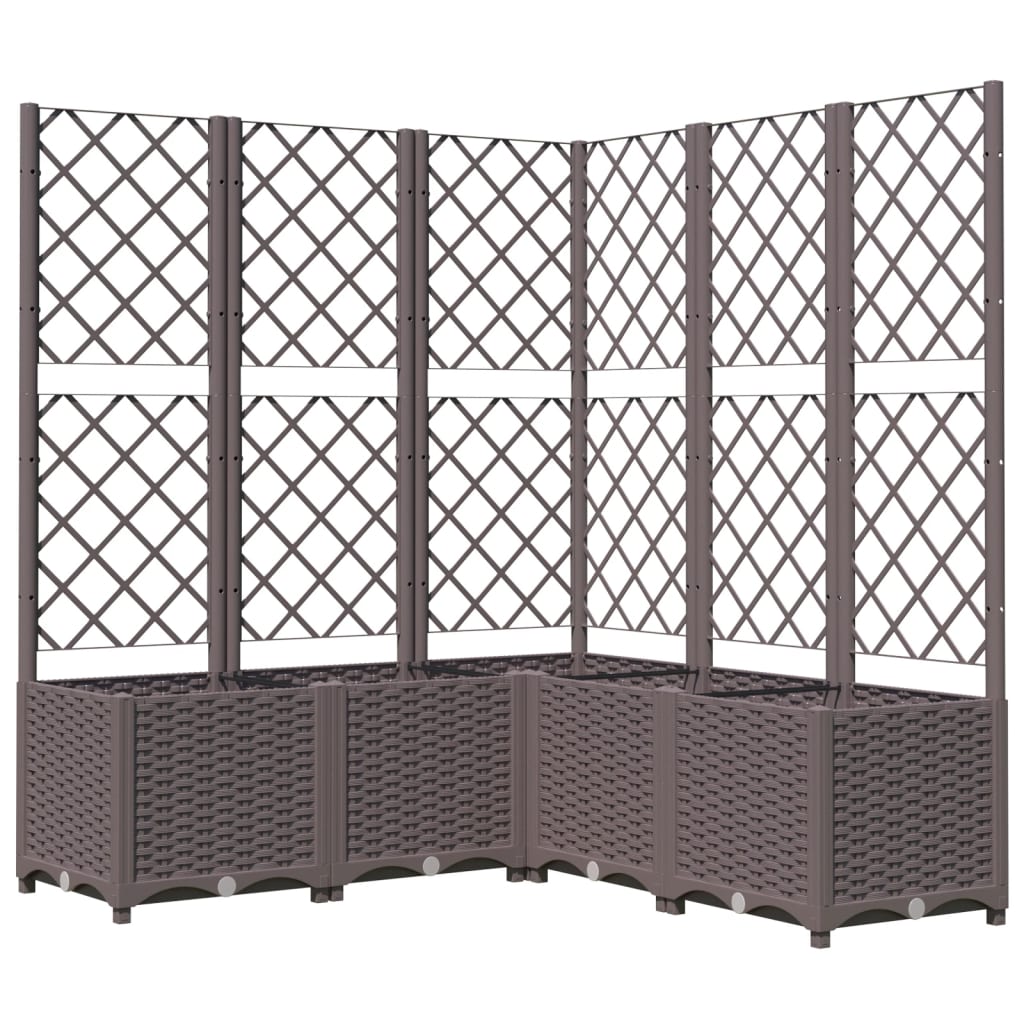 Plantekasse med espalier brun 120x120x136 cm PP