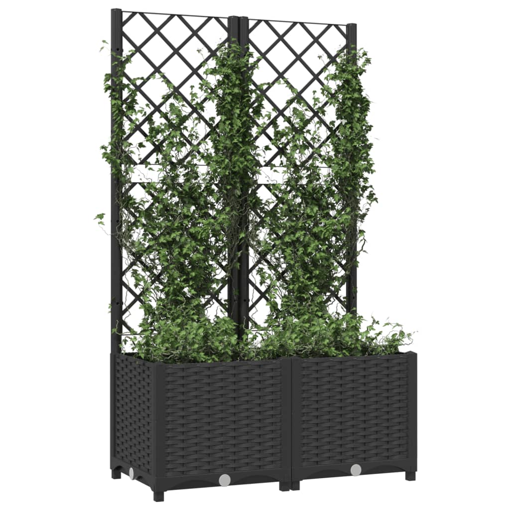 Hagepotte med espalier svart 80x40x136 cm PP