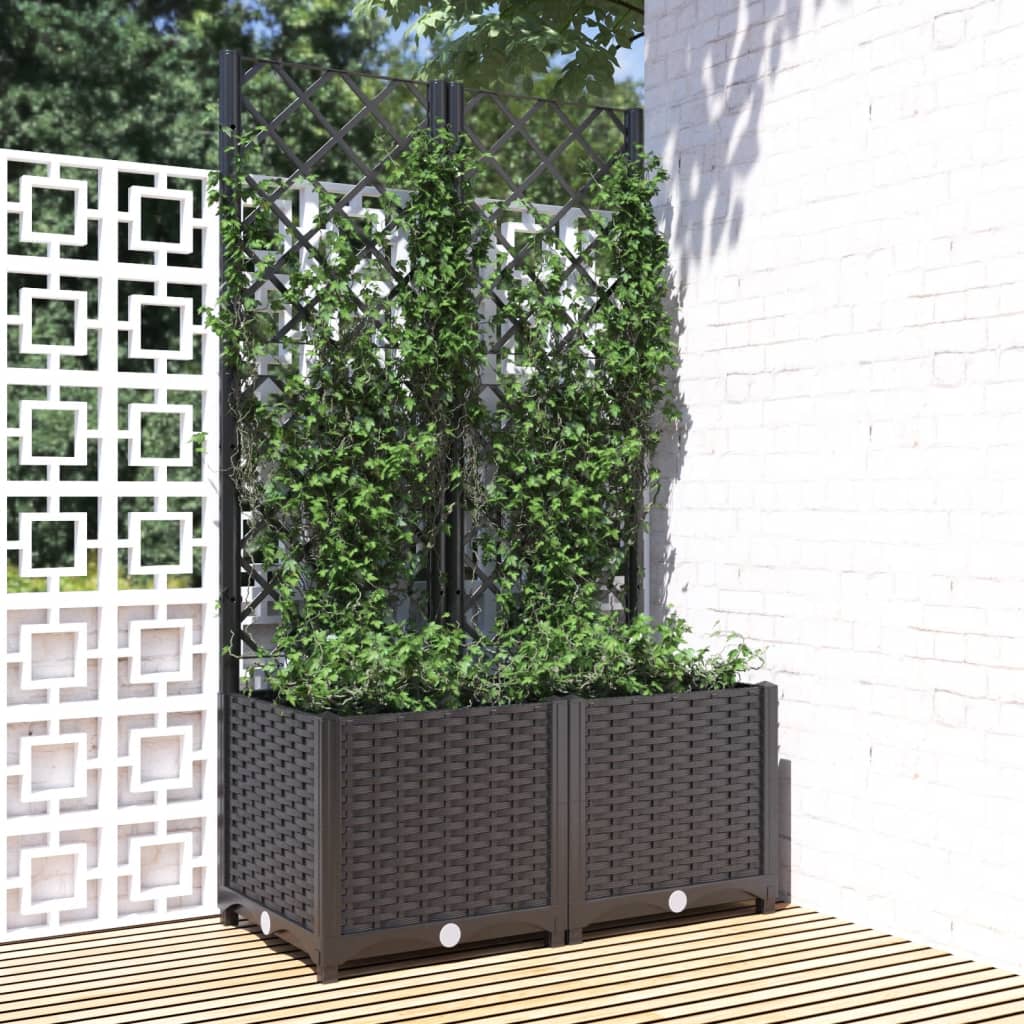 Hagepotte med espalier svart 80x40x136 cm PP
