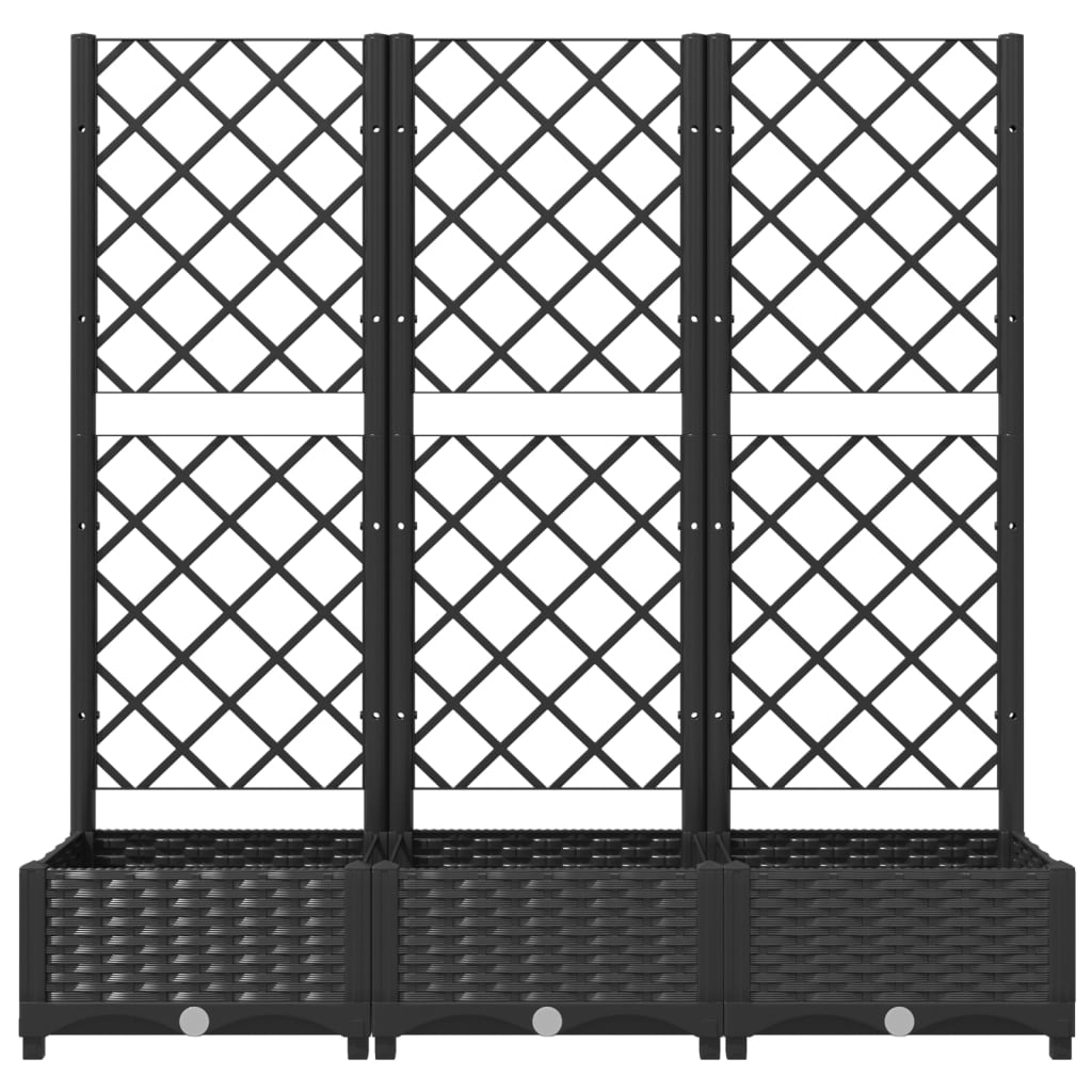 Hagepotte med espalier svart 120x40x121,5 cm PP