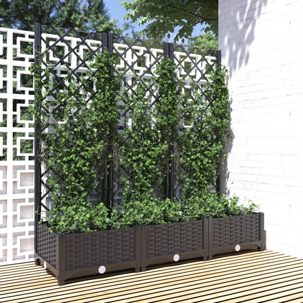 Hagepotte med espalier svart 120x40x121,5 cm PP
