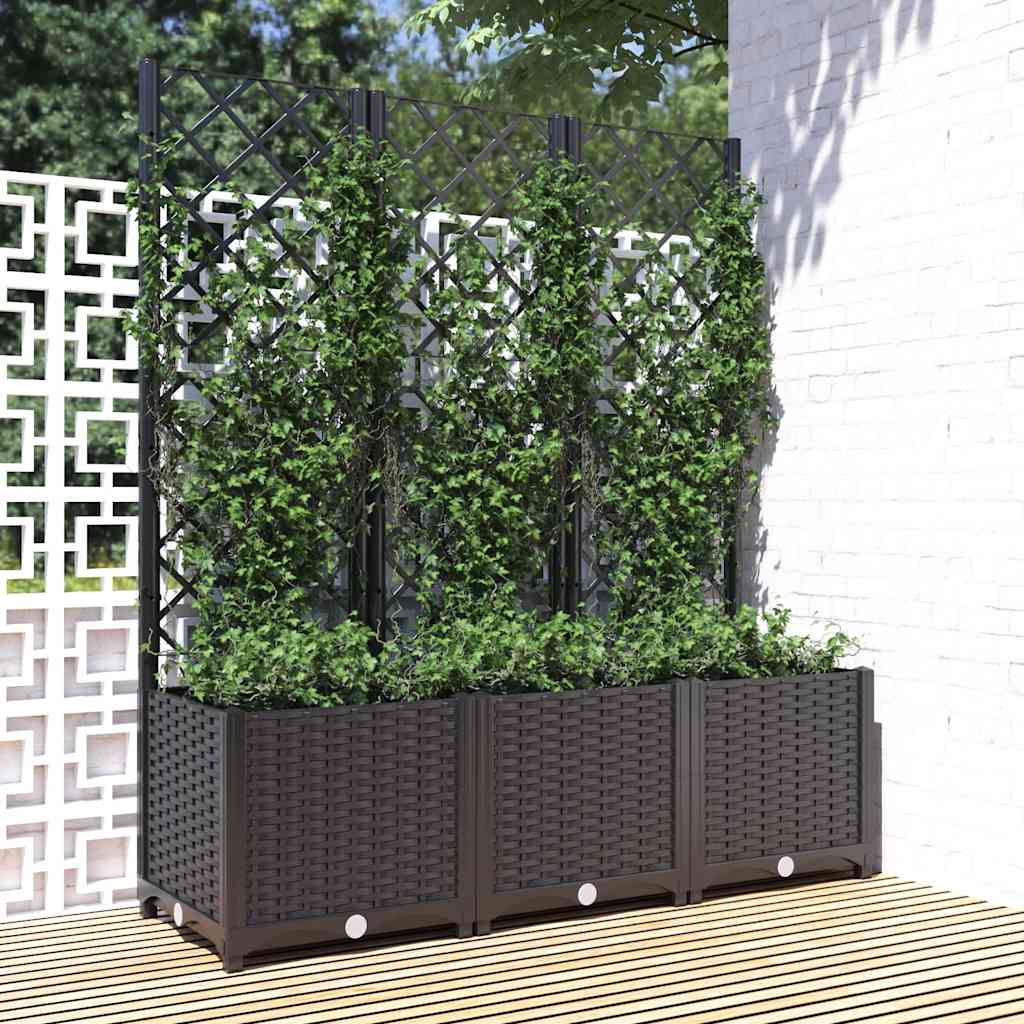 Hagepotte med espalier svart 120x40x136 cm PP