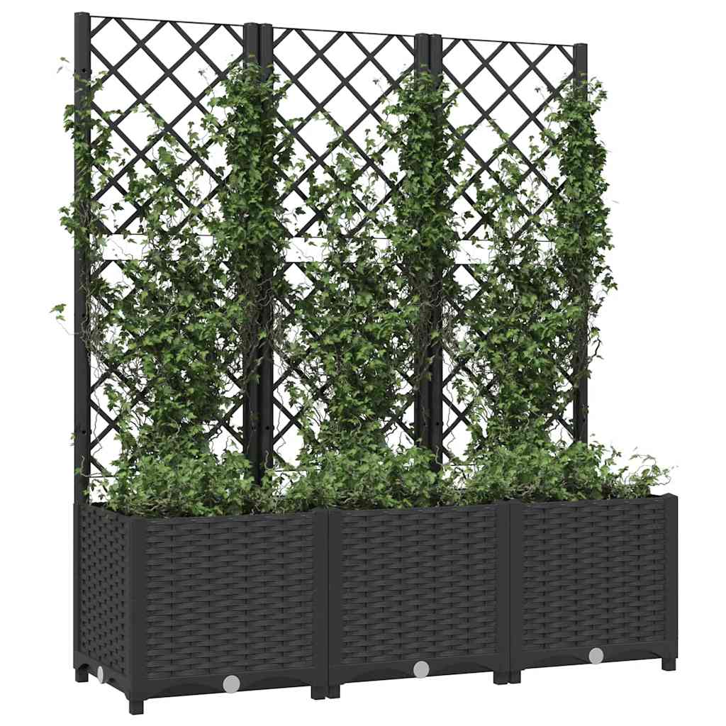 Hagepotte med espalier svart 120x40x136 cm PP