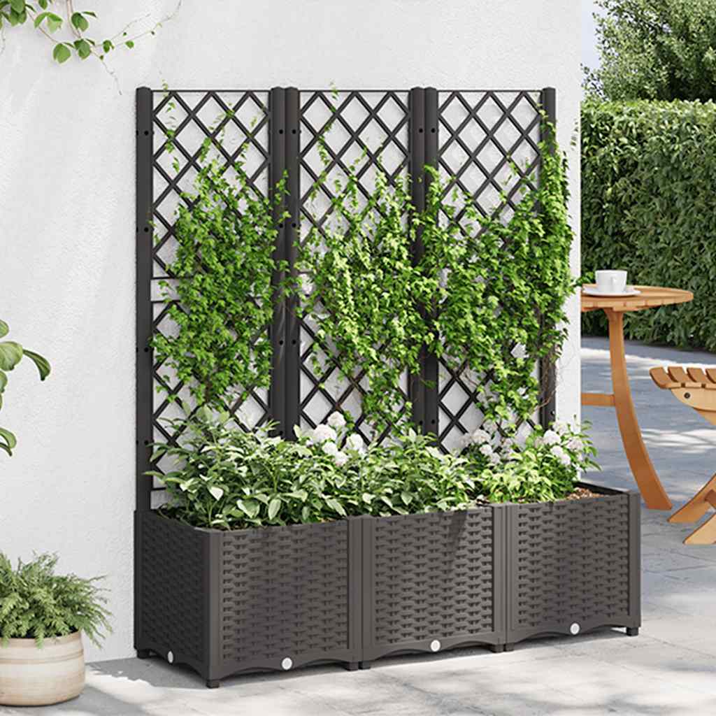 Hagepotte med espalier svart 120x40x136 cm PP