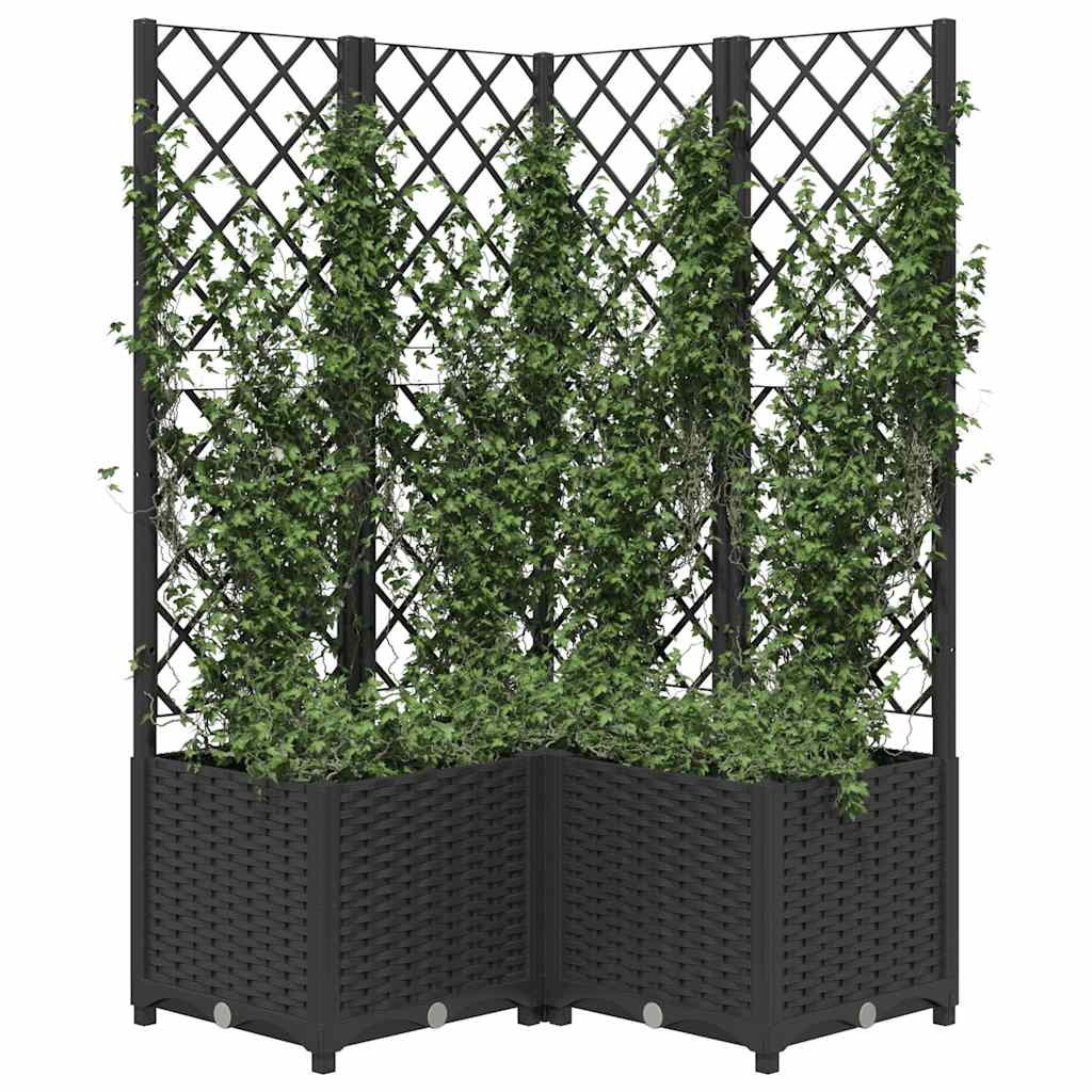 Plantekasse med espalier svart 80x80x136 cm PP