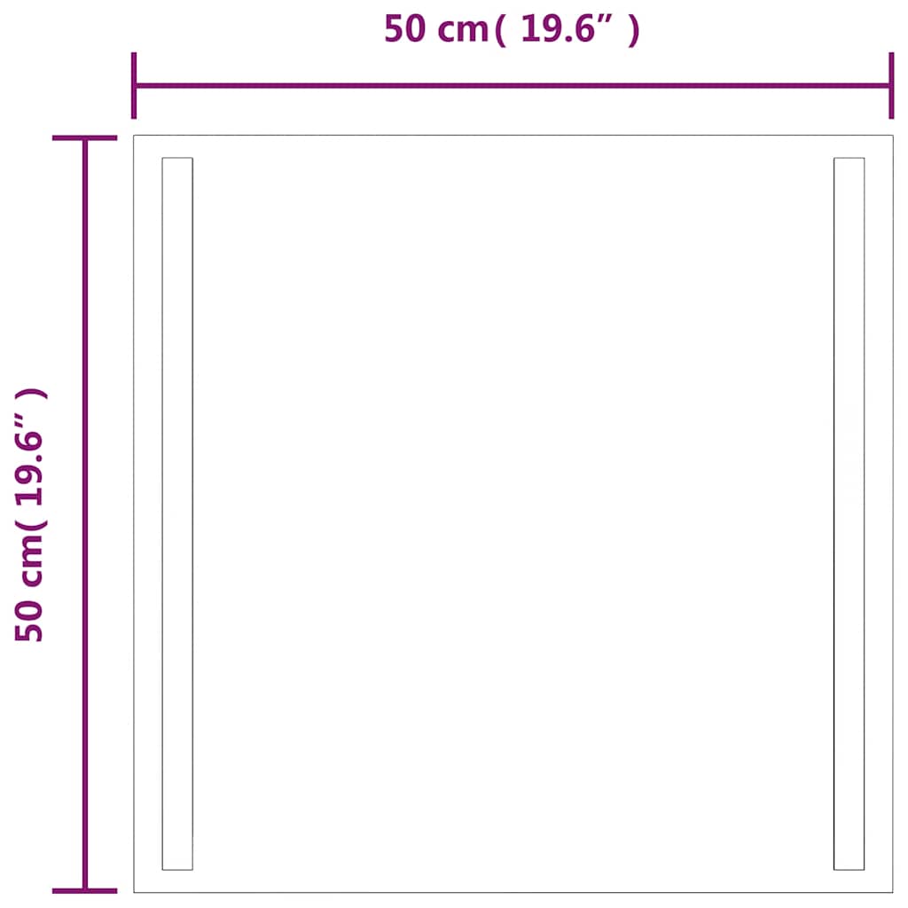 Baderomsspeil med LED 50x50 cm