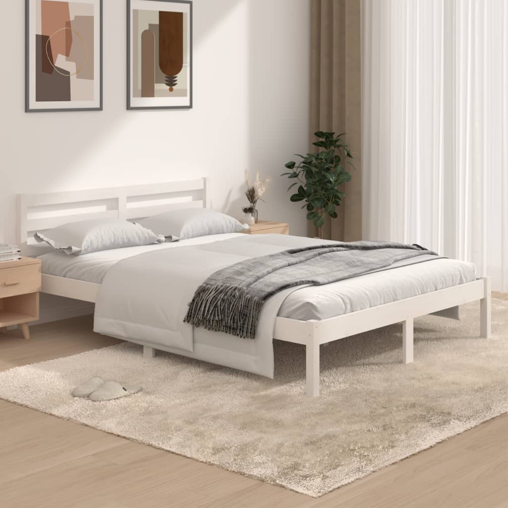 Sengeramme heltre furu 135x190 cm hvit Double