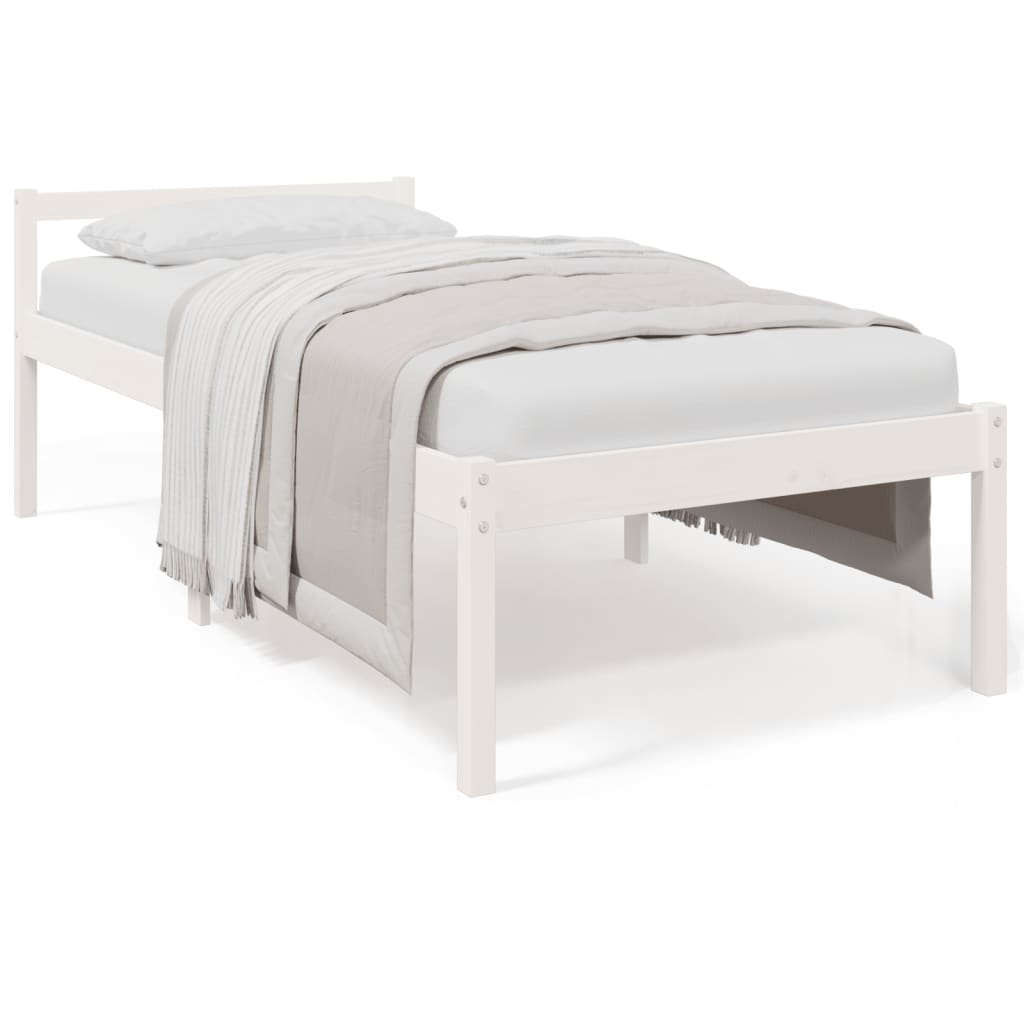 Seniorseng hvit 75x190 cm heltre furu