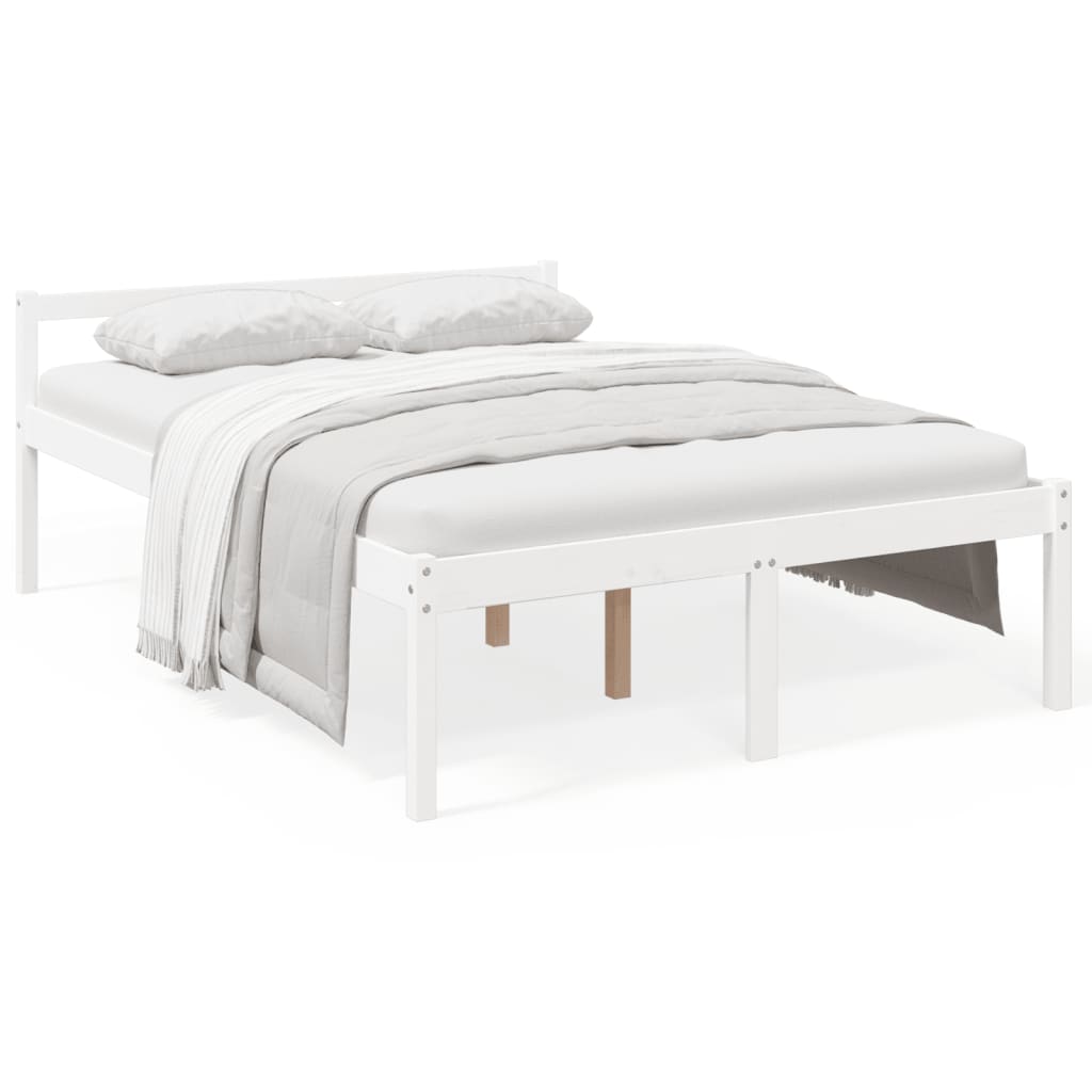 Seniorseng hvit 140x200 cm heltre furu
