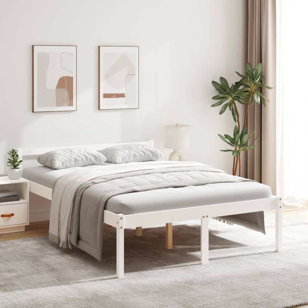 Seniorseng hvit 140x200 cm heltre furu