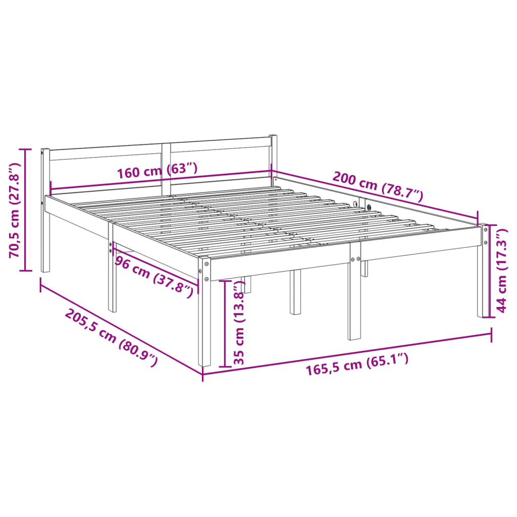 Seniorseng 160x200 cm heltre furu