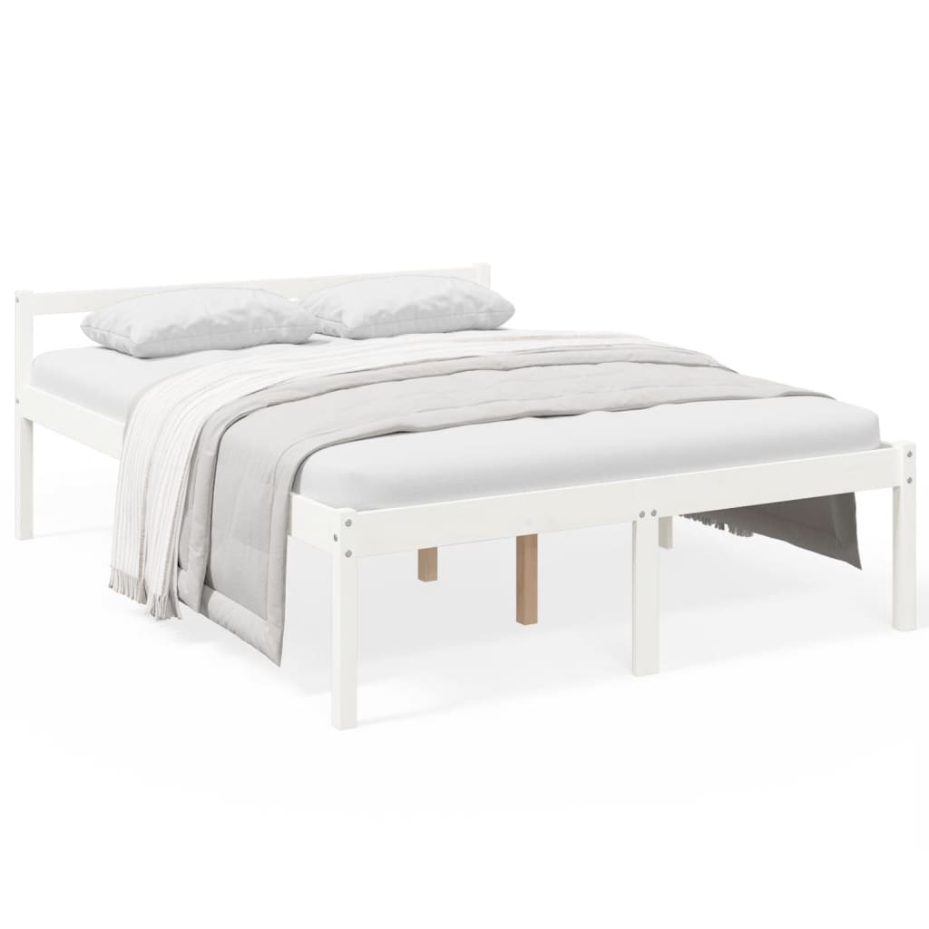 Seniorseng hvit 160x200 cm heltre furu