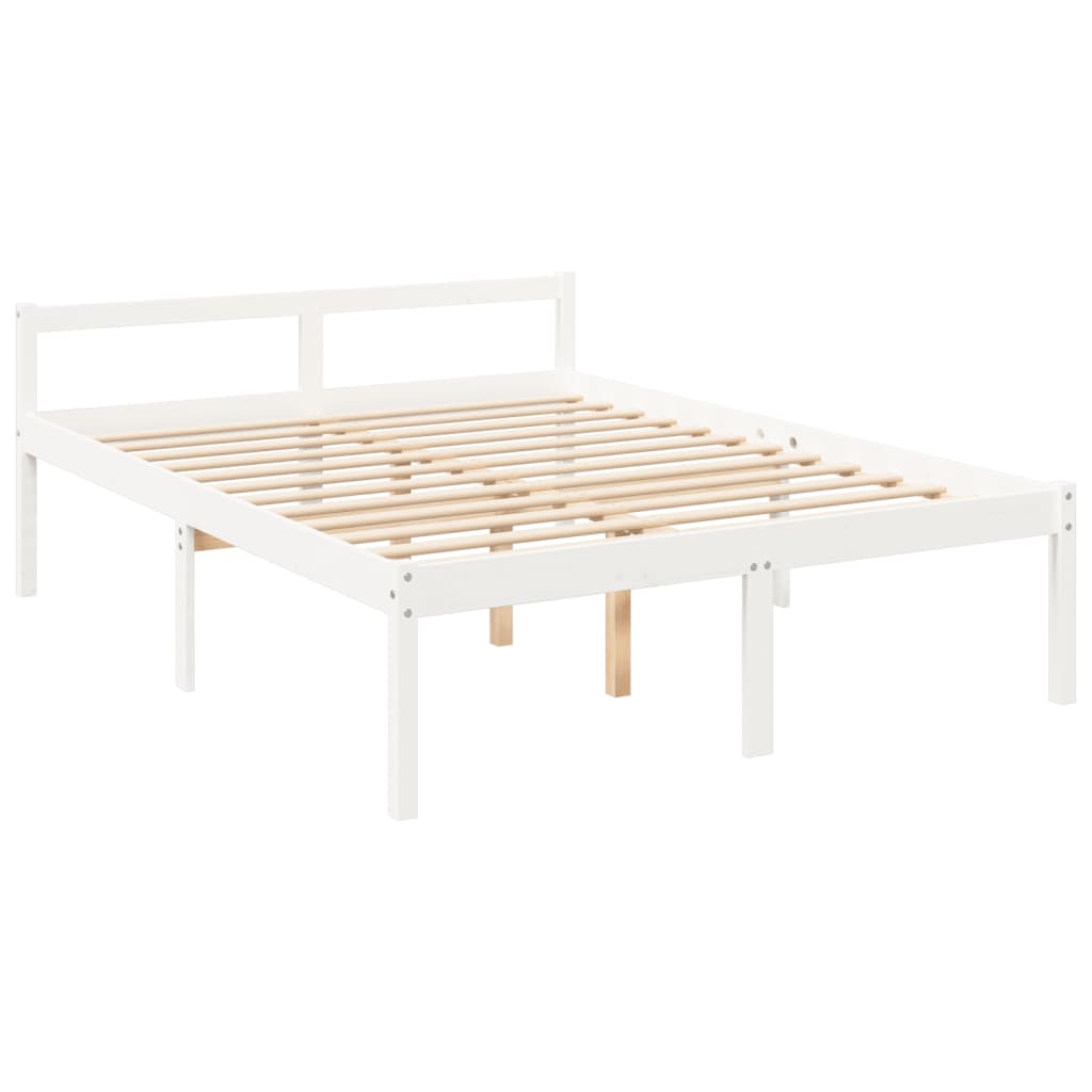 Seniorseng hvit 160x200 cm heltre furu
