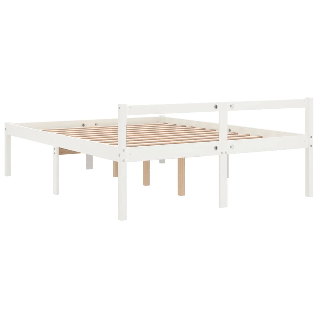 Seniorseng hvit 160x200 cm heltre furu