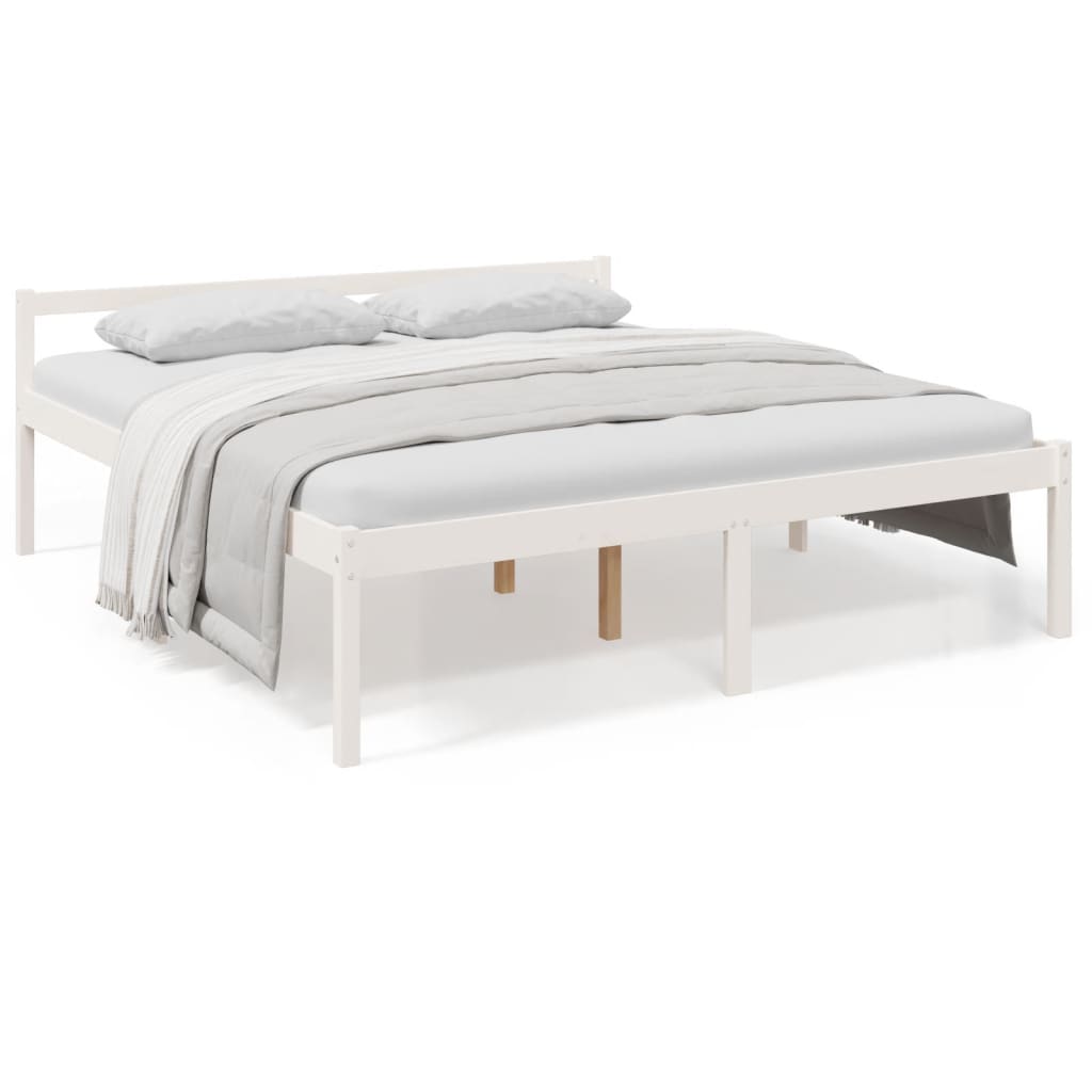 Seniorseng hvit 180x200 cm heltre furu