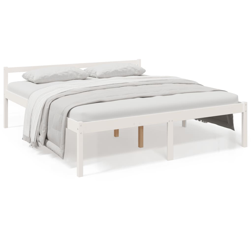 Seniorseng hvit 200x200 cm heltre furu