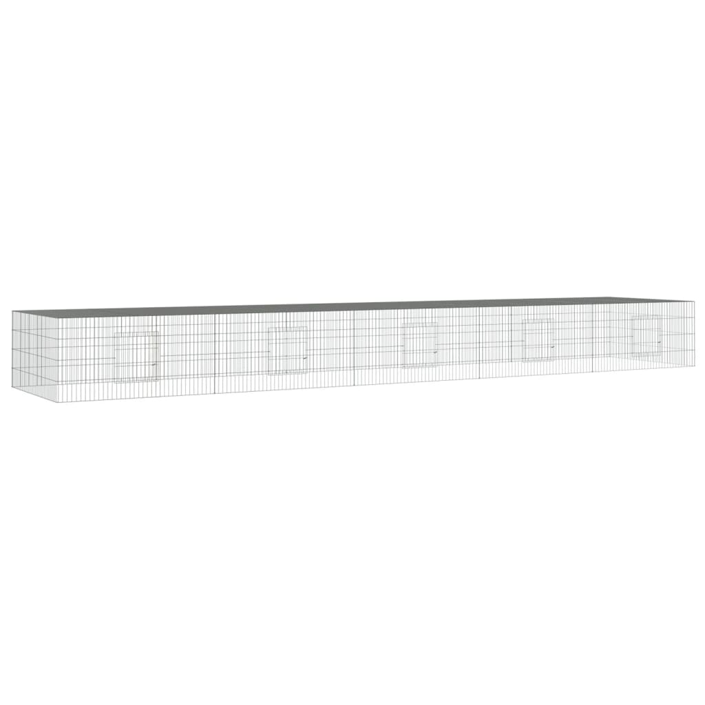 Kaninbur med 5 paneler 541x109x54 cm galvanisert jern