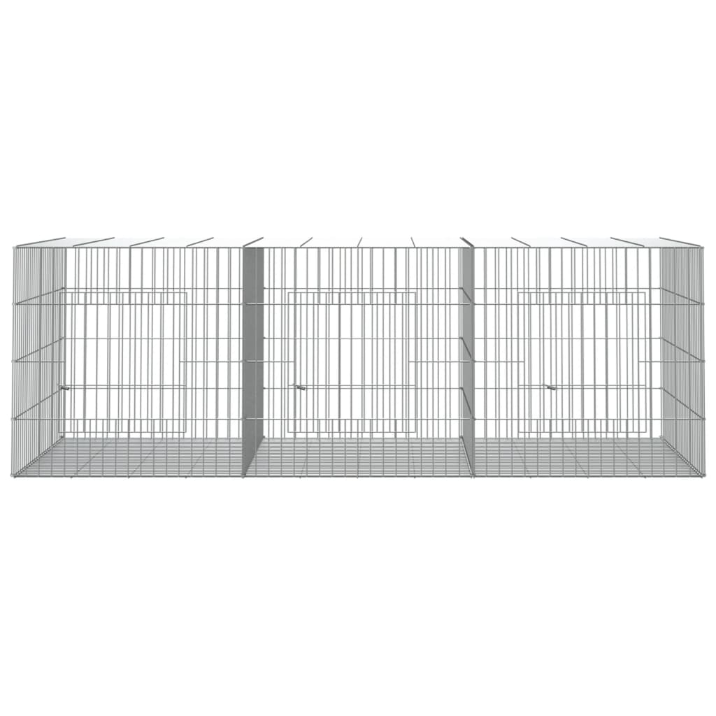 Kaninbur med 3 paneler 163x79x54 cm galvanisert jern