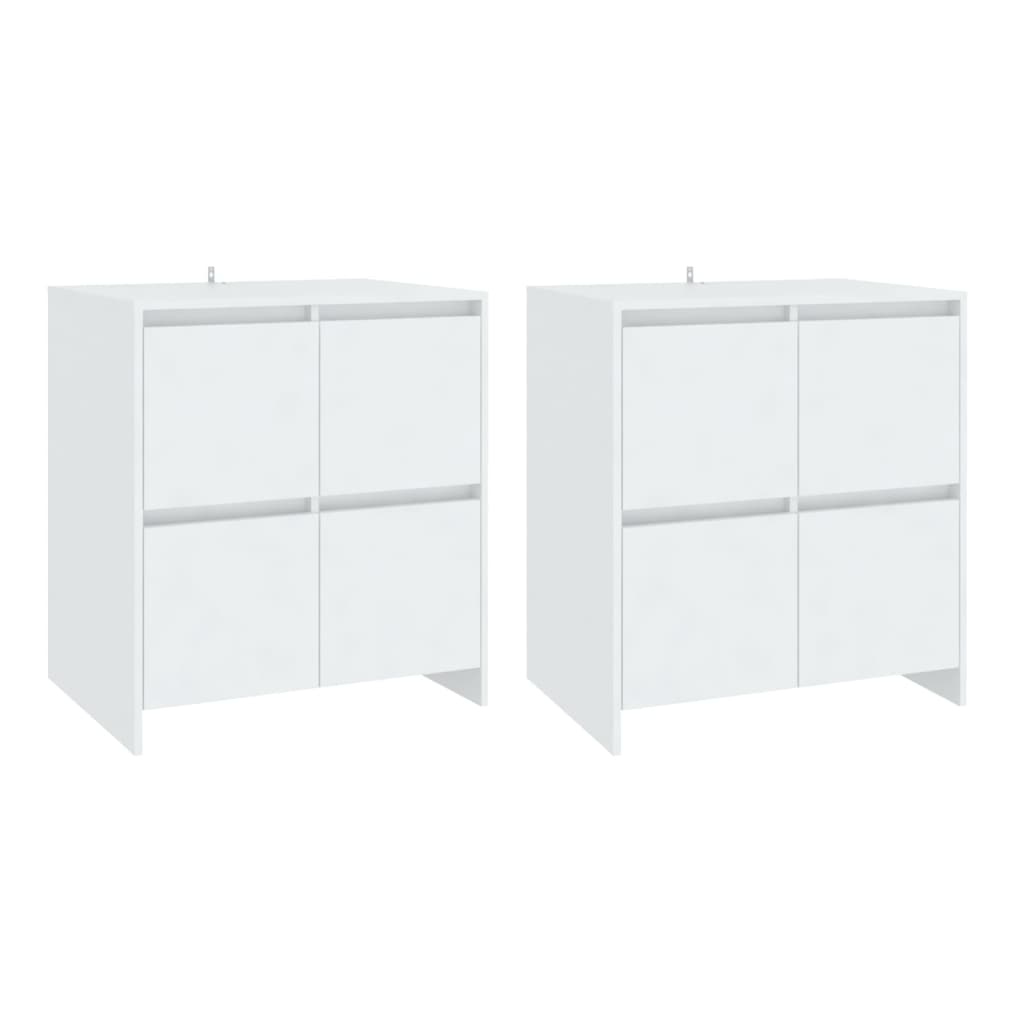 Skjenker 2 stk hvit 70x41x75 cm konstruert tre