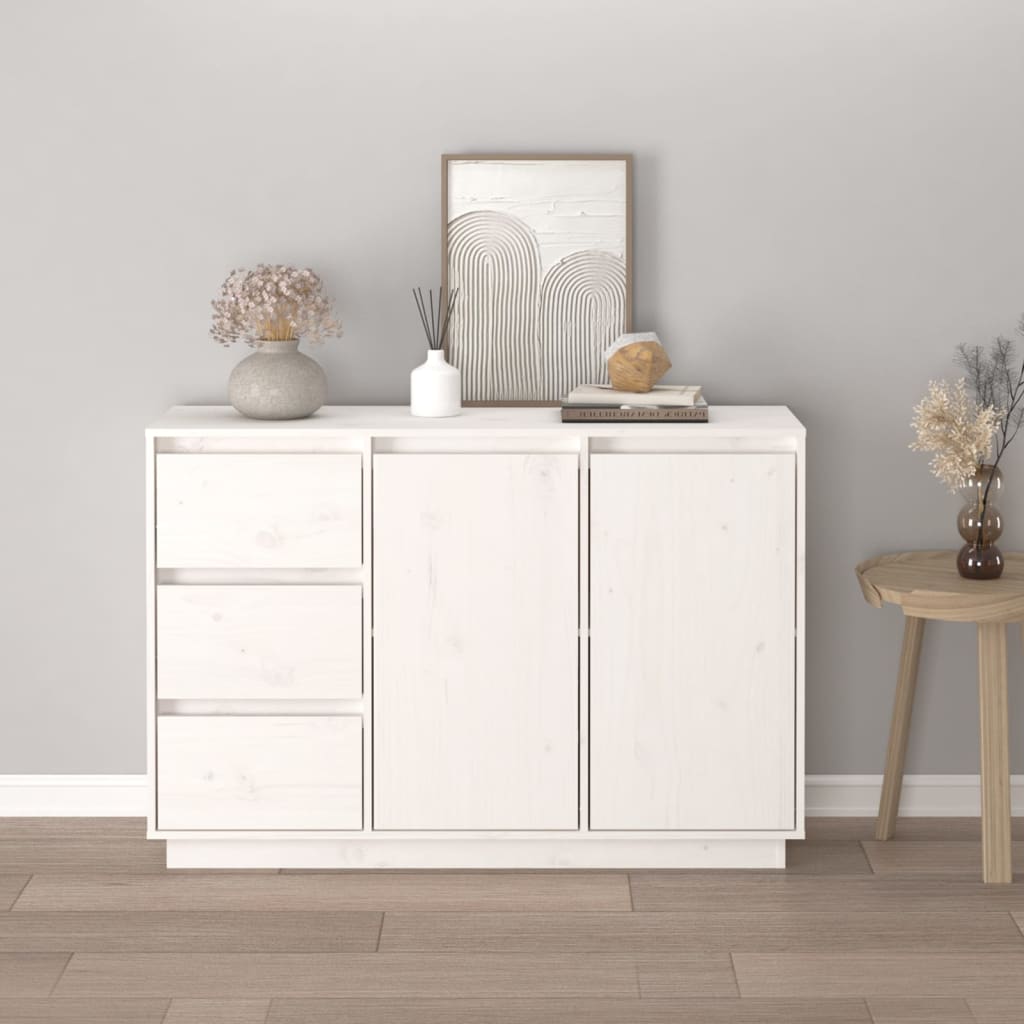 Skjenk hvit 111x34x75 cm heltre furu