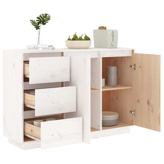 Skjenk hvit 111x34x75 cm heltre furu