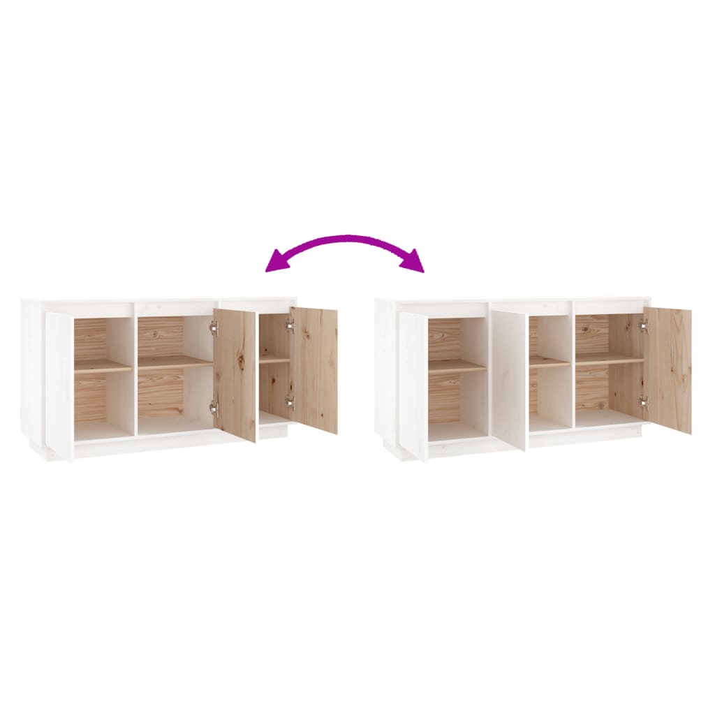 Skjenk hvit 111x34x60 cm heltre furu
