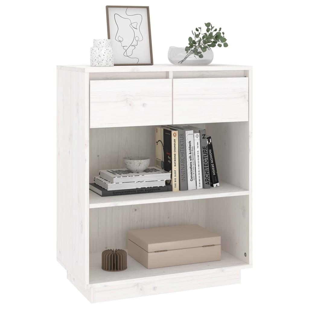 Konsollskap hvit 60x34x75 cm heltre furu
