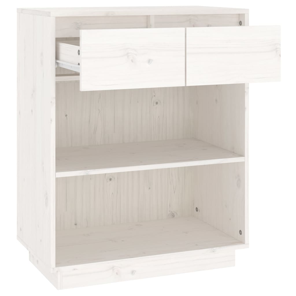 Konsollskap hvit 60x34x75 cm heltre furu