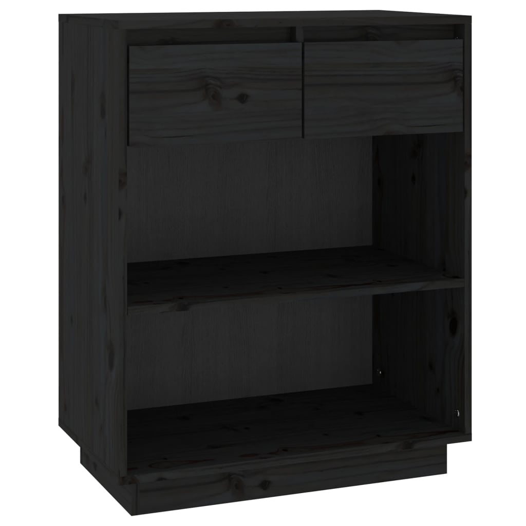 Konsollskap svart 60x34x75 cm heltre furu