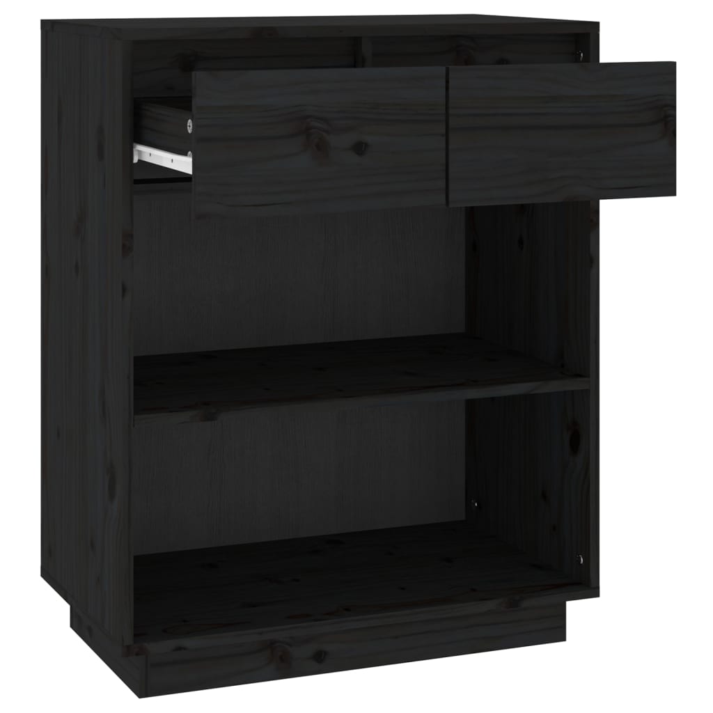 Konsollskap svart 60x34x75 cm heltre furu