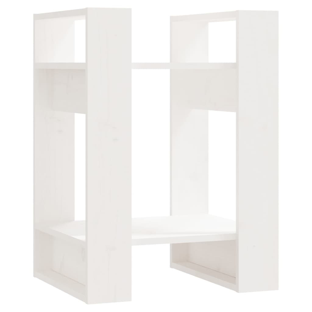 Bokhylle/romdeler hvit 41x35x57 cm heltre furu