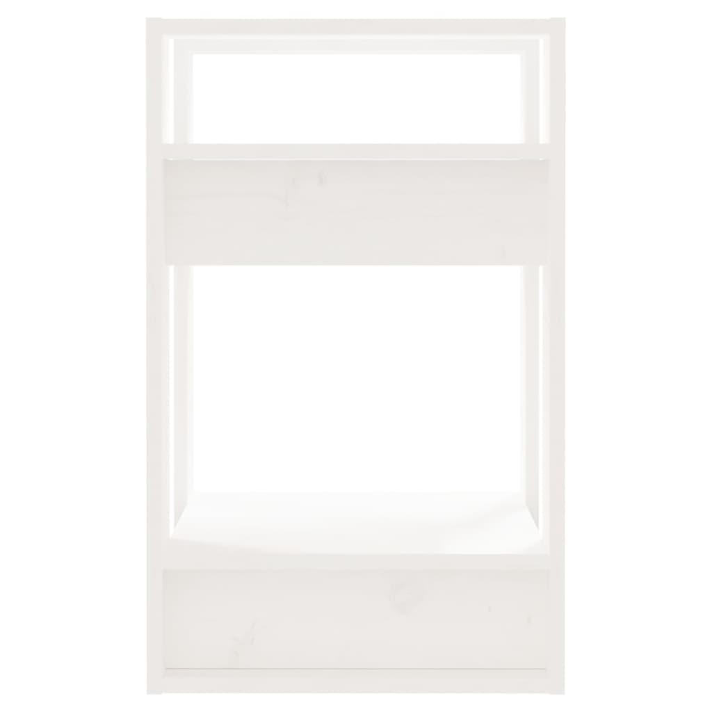 Bokhylle/romdeler hvit 41x35x57 cm heltre furu