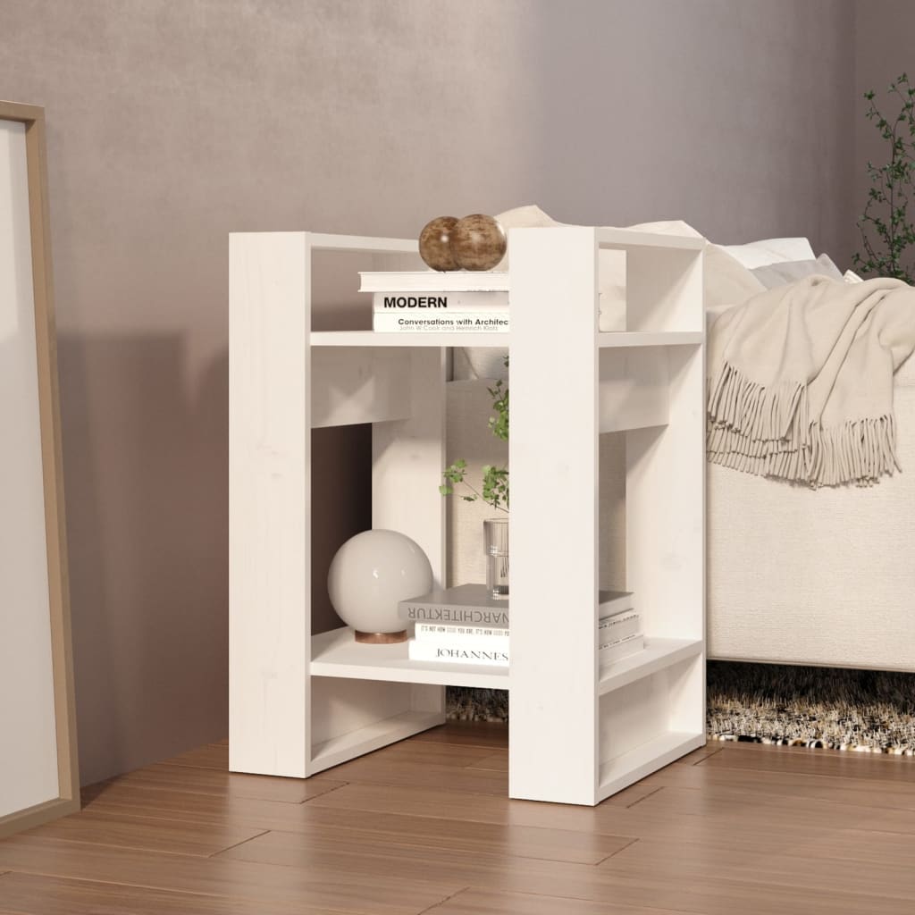 Bokhylle/romdeler hvit 41x35x57 cm heltre furu