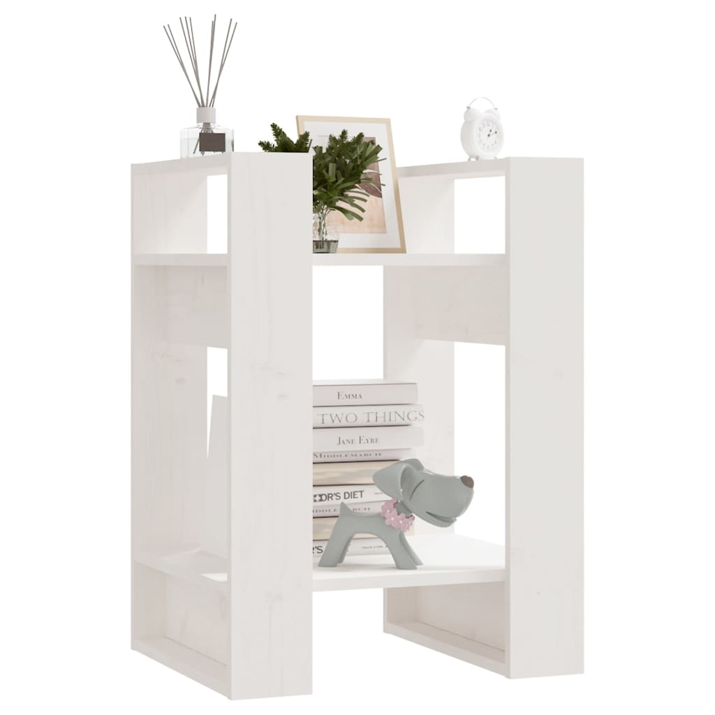 Bokhylle/romdeler hvit 41x35x57 cm heltre furu