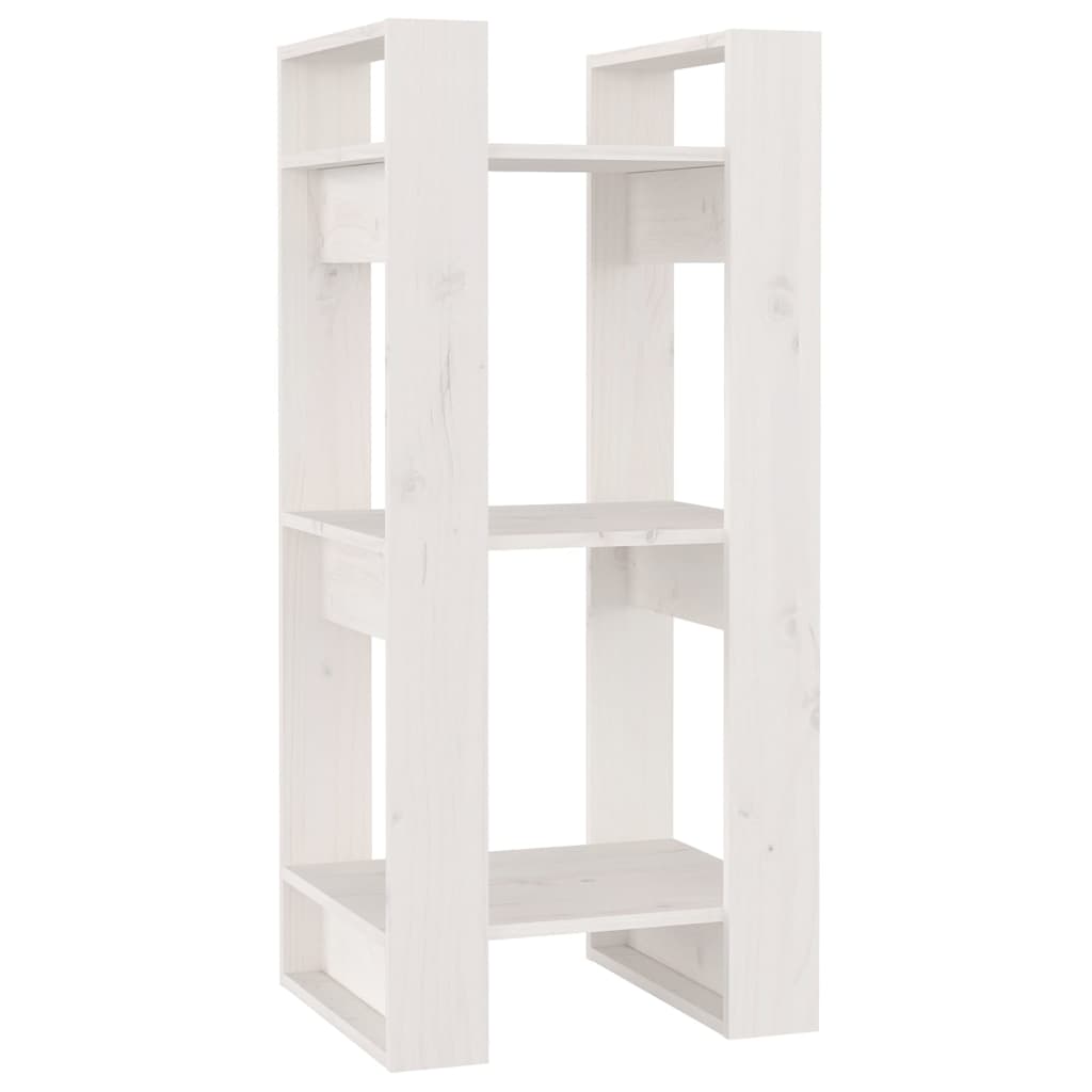 Bokhylle/romdeler hvit 41x35x91 cm heltre furu
