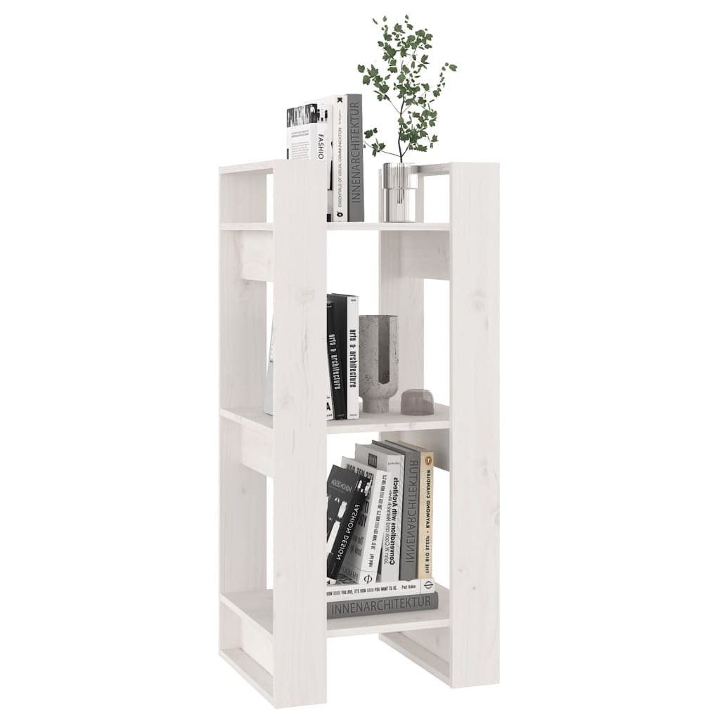 Bokhylle/romdeler hvit 41x35x91 cm heltre furu