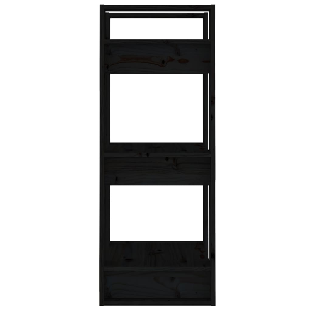 Bokhylle/romdeler svart 41x35x91 cm heltre furu