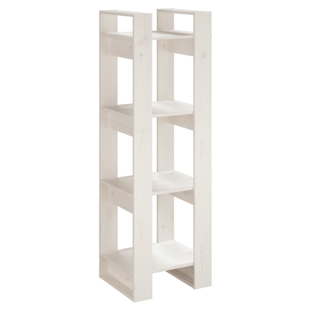 Bokhylle/romdeler hvit 41x35x125 cm heltre furu
