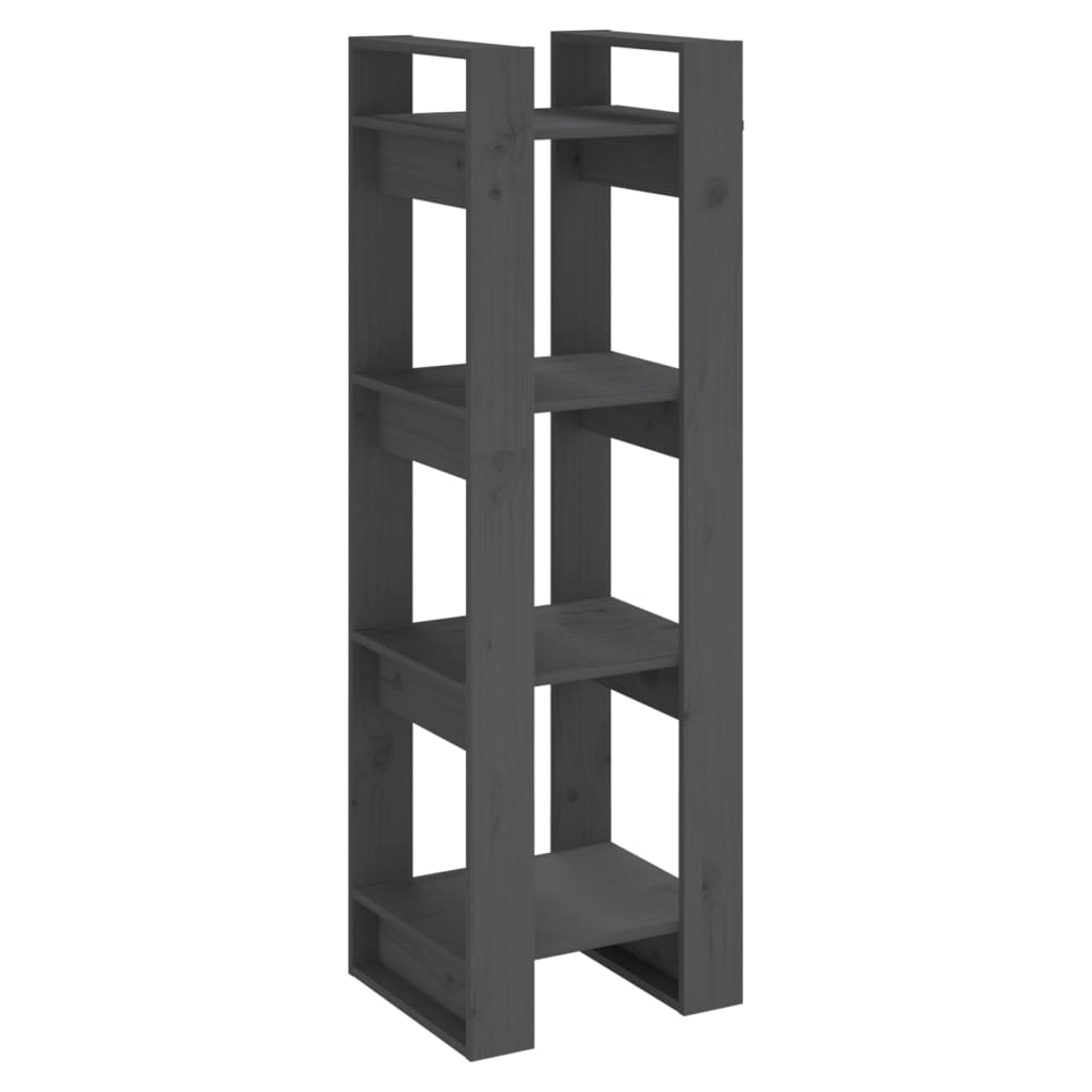 Bokhylle/romdeler grå 41x35x125 cm heltre furu