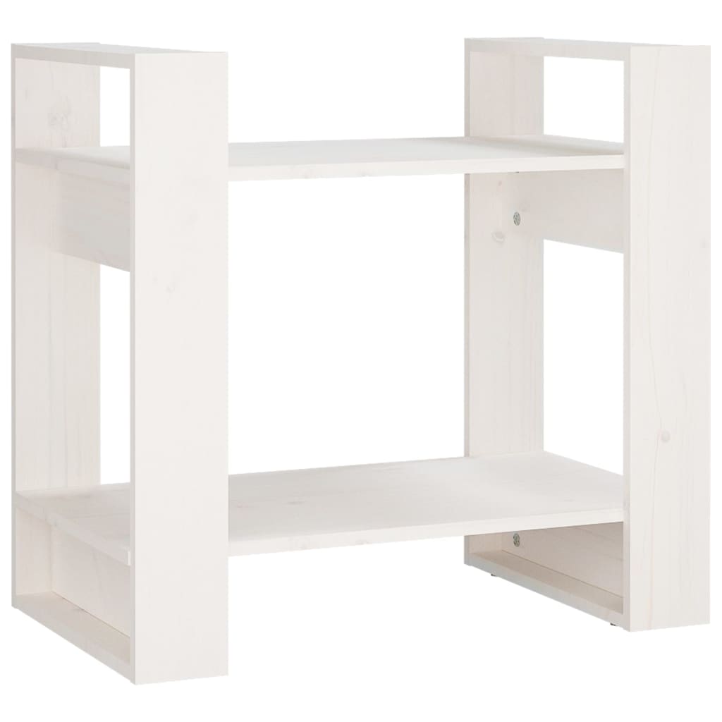 Bokhylle/romdeler hvit 60x35x57 cm heltre furu