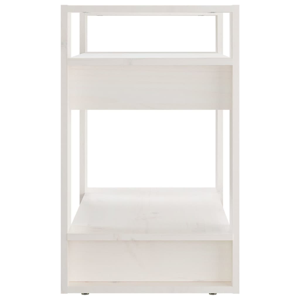Bokhylle/romdeler hvit 60x35x57 cm heltre furu