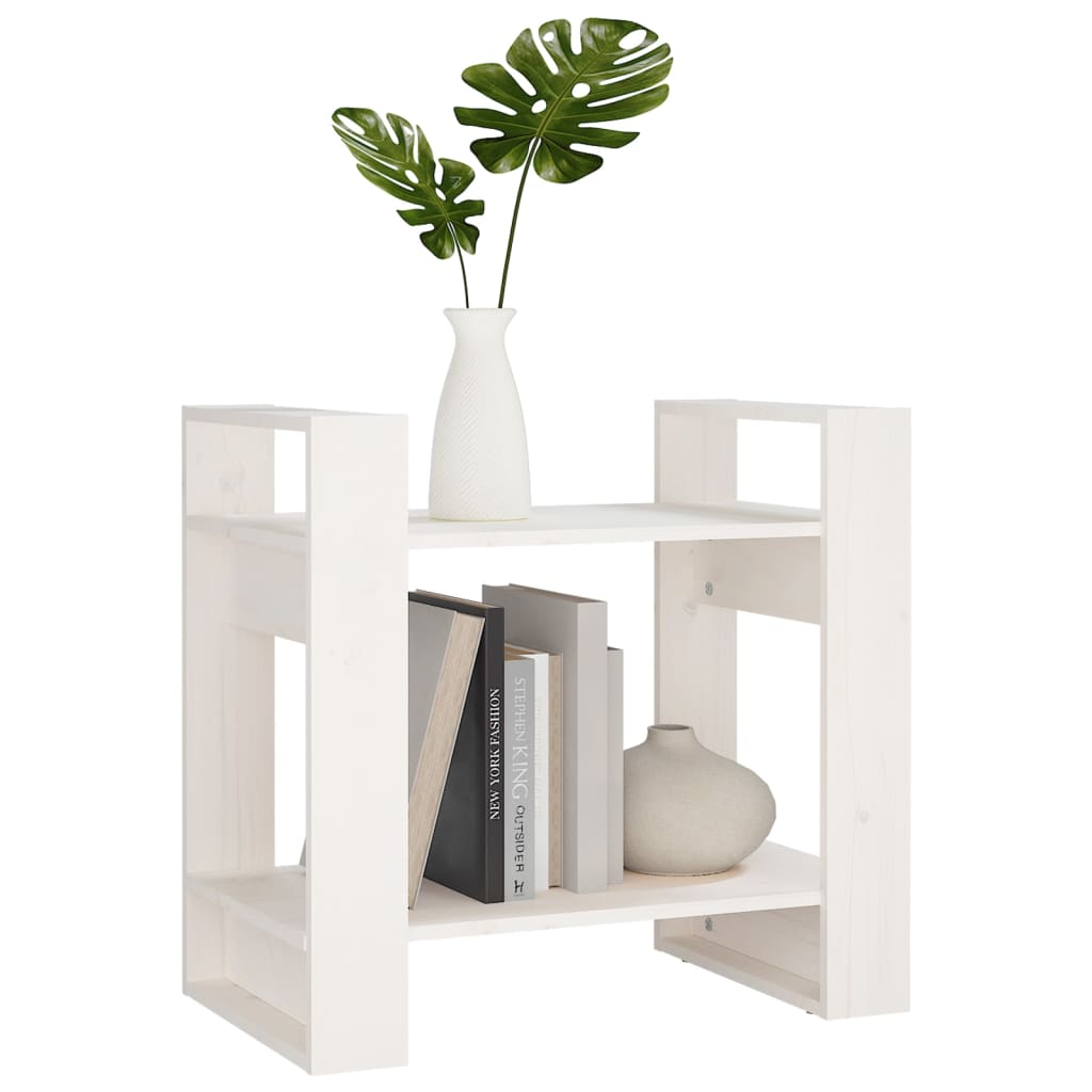 Bokhylle/romdeler hvit 60x35x57 cm heltre furu