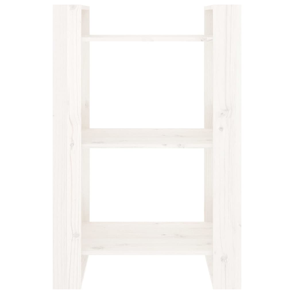 Bokhylle/romdeler hvit 60x35x91 cm heltre furu