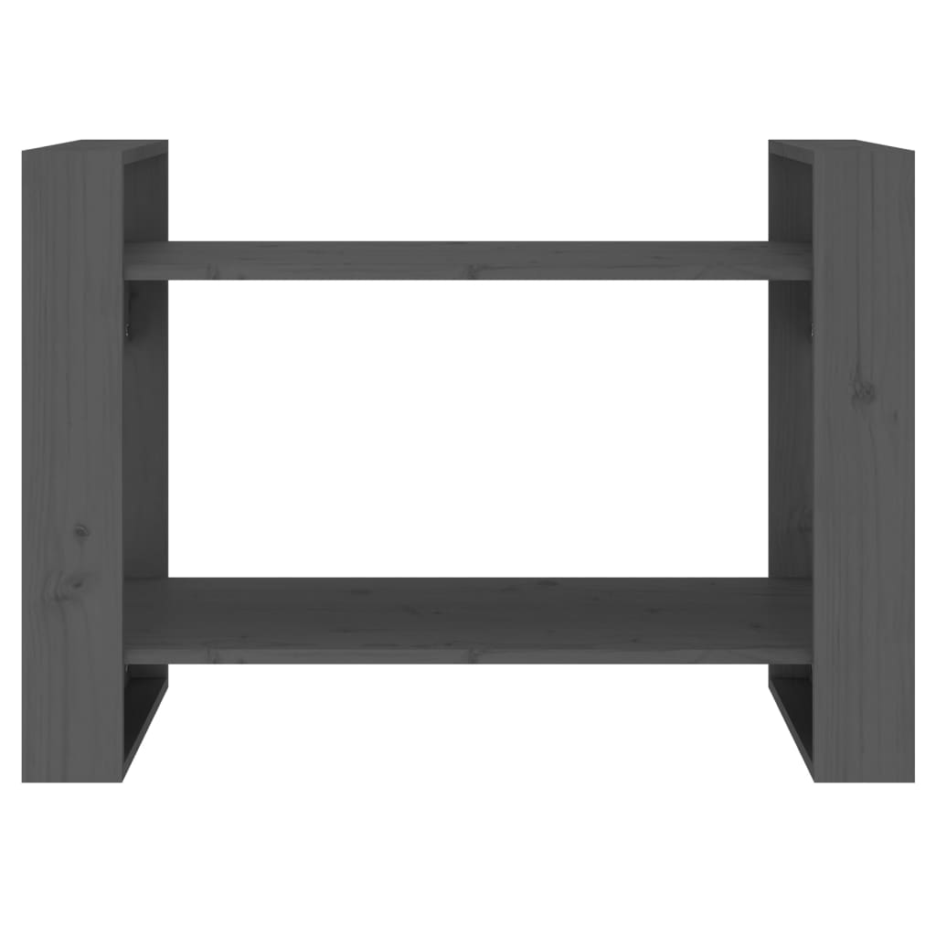 Bokhylle/romdeler grå 80x35x56,5 cm heltre furu