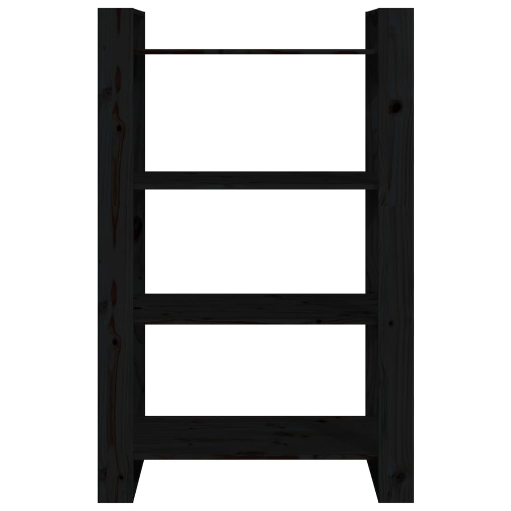 Bokhylle/romdeler svart 80x35x125 cm heltre furu