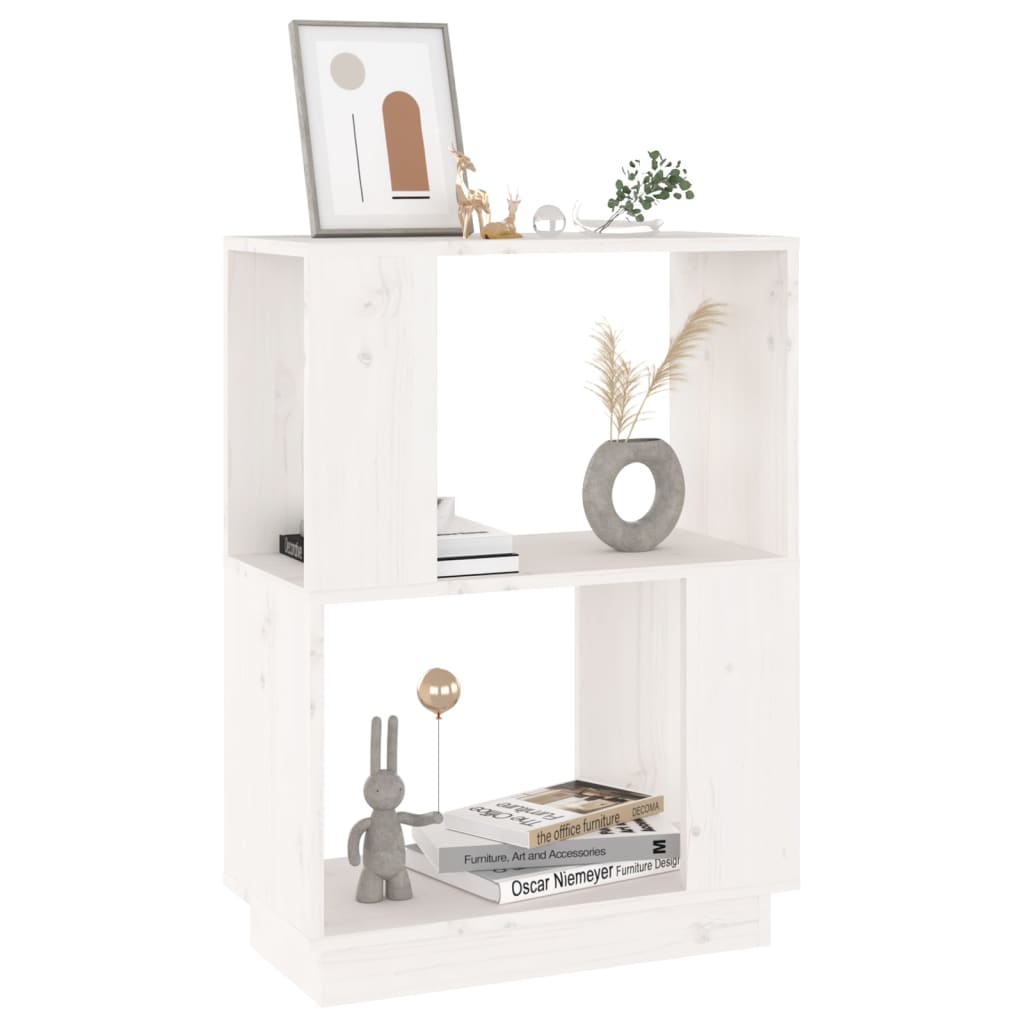 Bokhylle/romdeler hvit 51x25x70 cm heltre furu