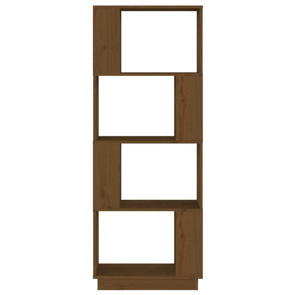 Bokhylle/romdeler honningbrun 51x25x132 cm heltre furu