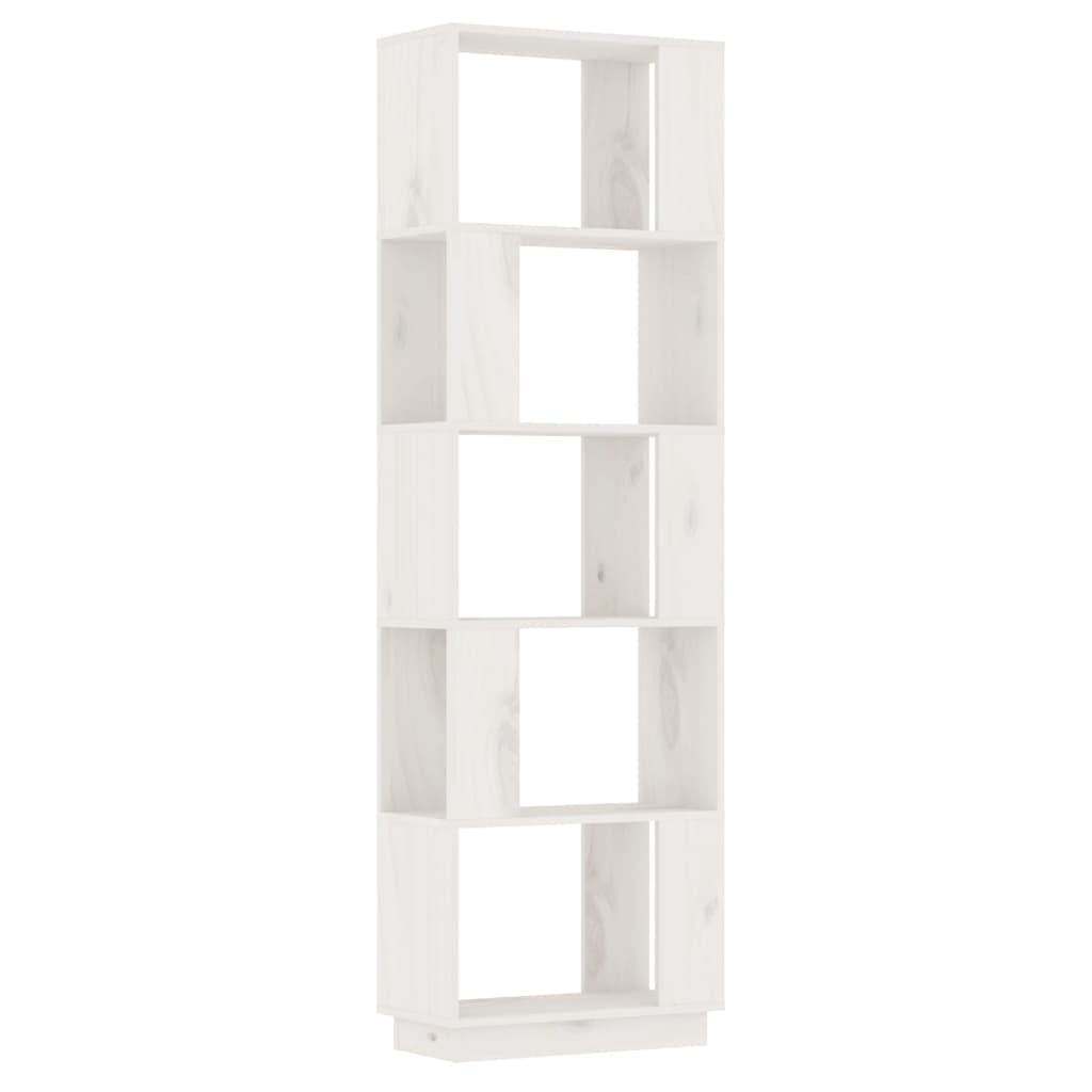 Bokhylle/romdeler hvit 51x25x163,5 cm heltre furu
