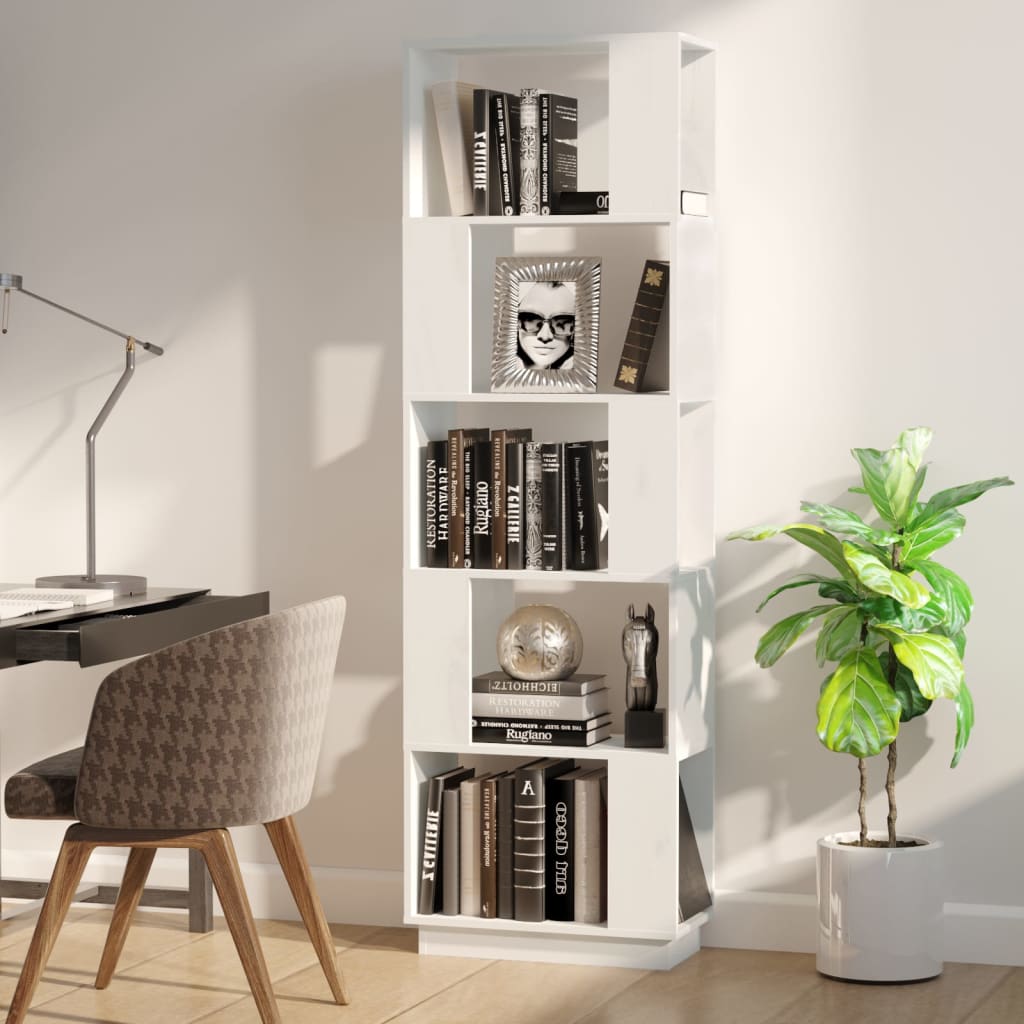 Bokhylle/romdeler hvit 51x25x163,5 cm heltre furu